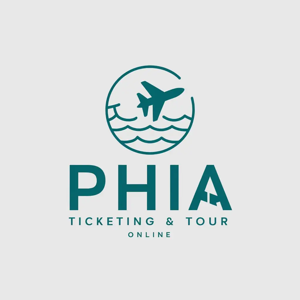 LOGO Design for Phia Ticketing Tour Online Minimalistic Airplane and Ocean Tourist Symbol