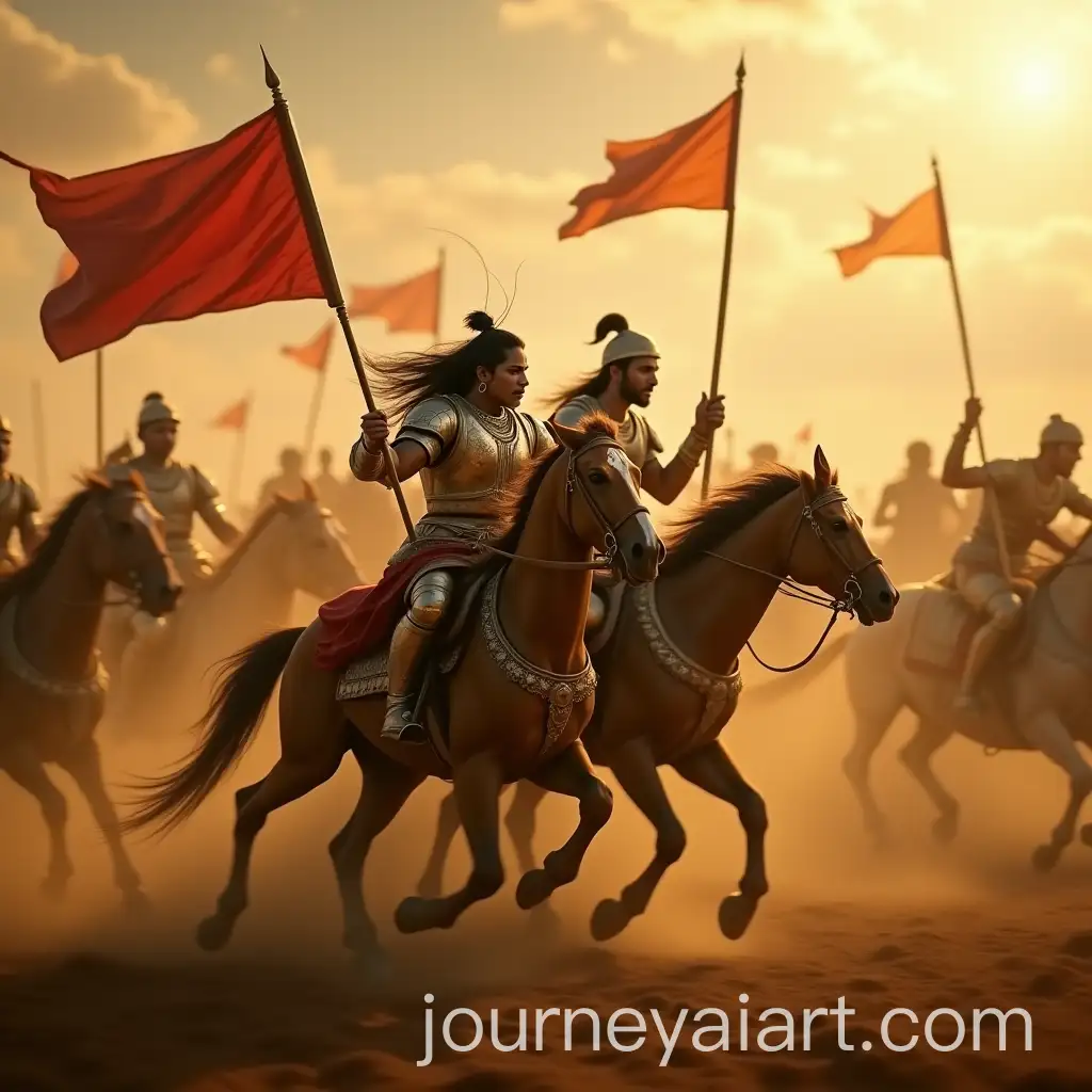 Arjuna-Drawing-His-Bow-in-Battle-with-Krishna-by-His-Side