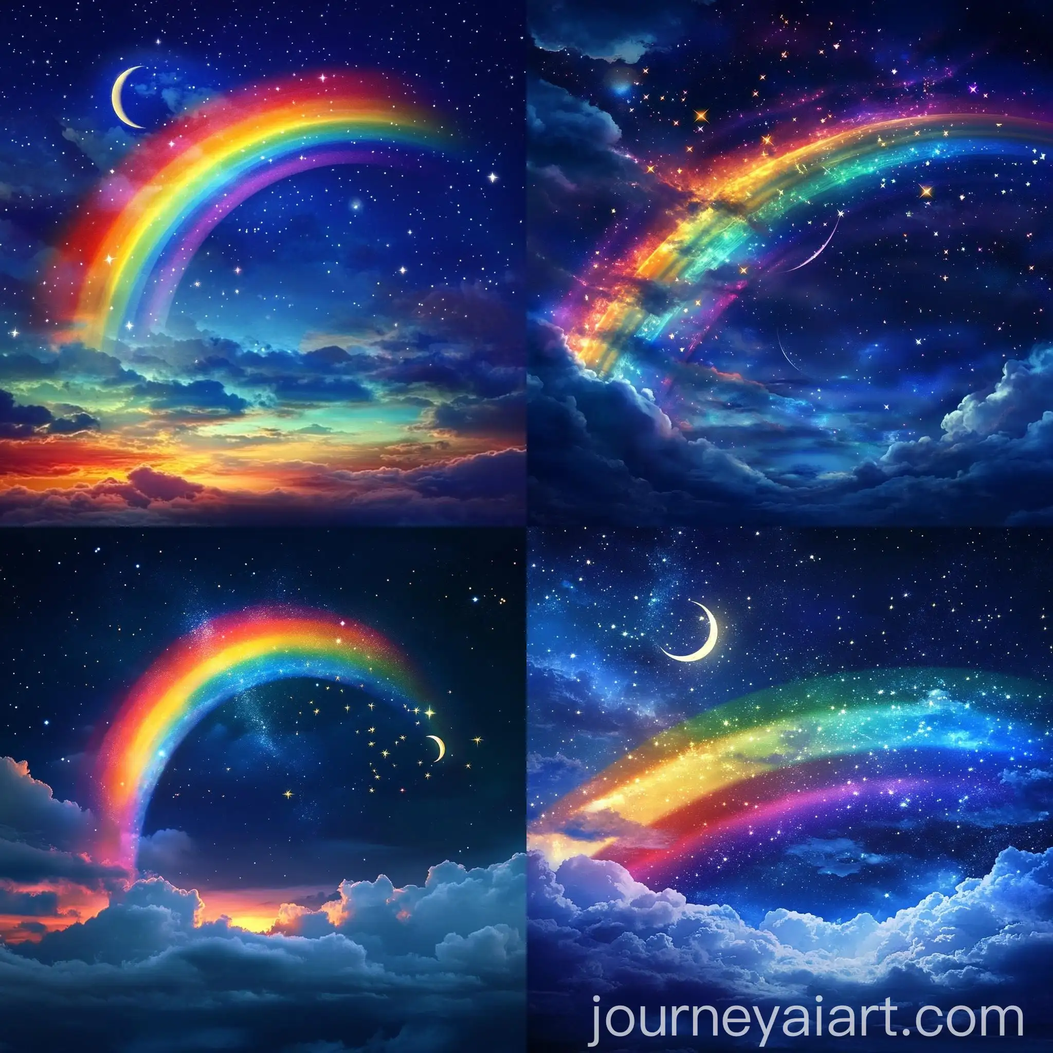 Vibrant-Rainbow-Sky-with-Stars-and-Moon