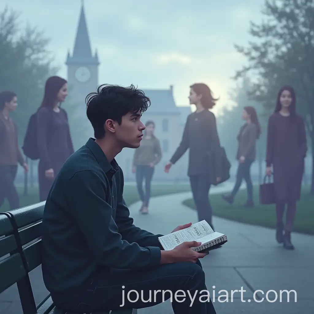 Young-Man-Reflecting-on-Memories-andAI-Image-Prompt-Expansion-Desire-in-University-Setting