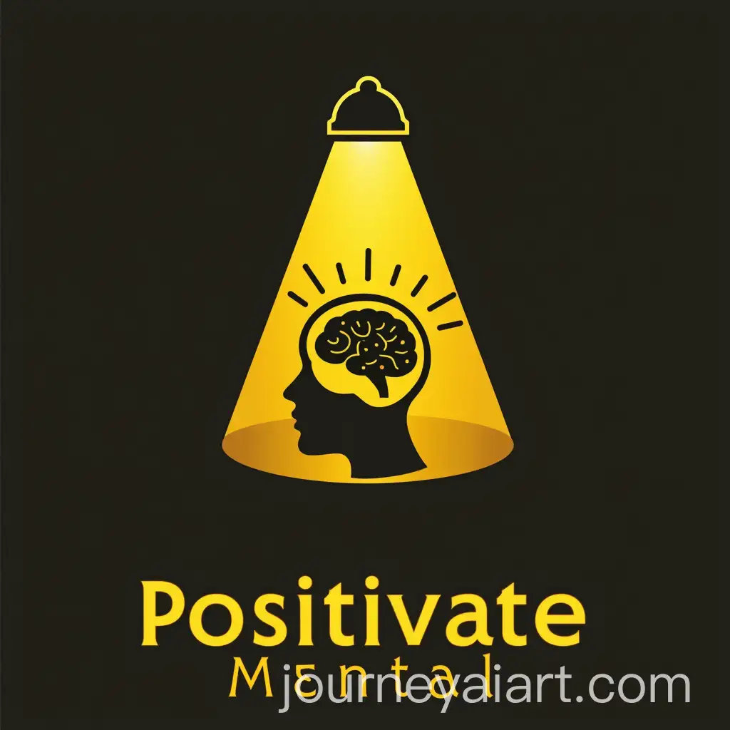 PositivateMental-Logo-Featuring-a-Brain-Spotlight-with-Yellow-and-Black-Tones