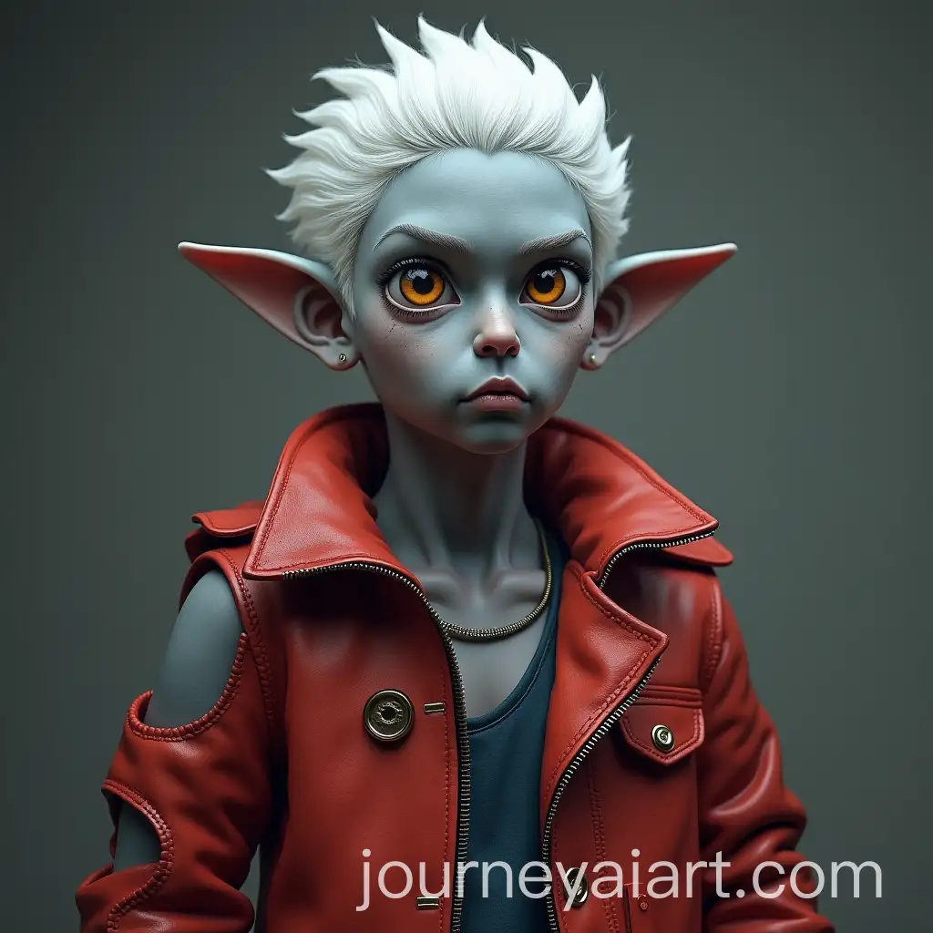 Young-Goliath-in-Red-Biker-Jacket-with-Unique-Features