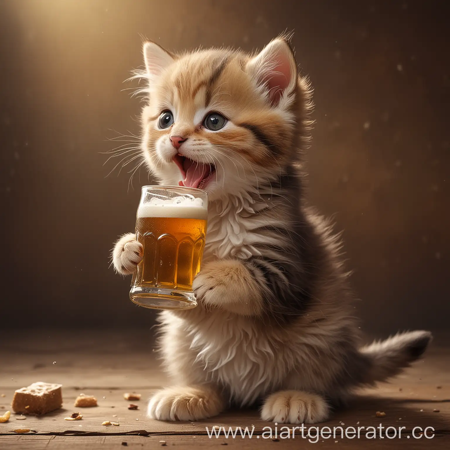 Cute-Kitten-Enjoying-a-Beer