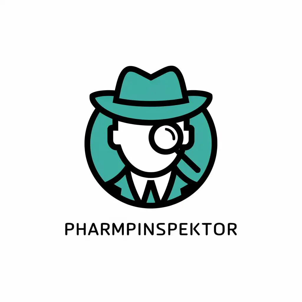 a vector logo design,with the text "PharmpInspektor", main symbol:Hat and magnifying glass,Moderate,be used in Medical Dental industry,clear background