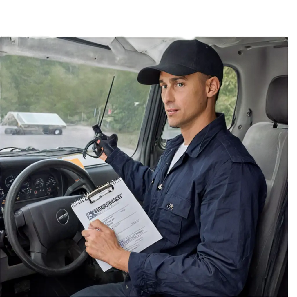 Driver-Checking-Truck-with-Checklist-HighQuality-PNG-Image-for-Transportation-and-Safety