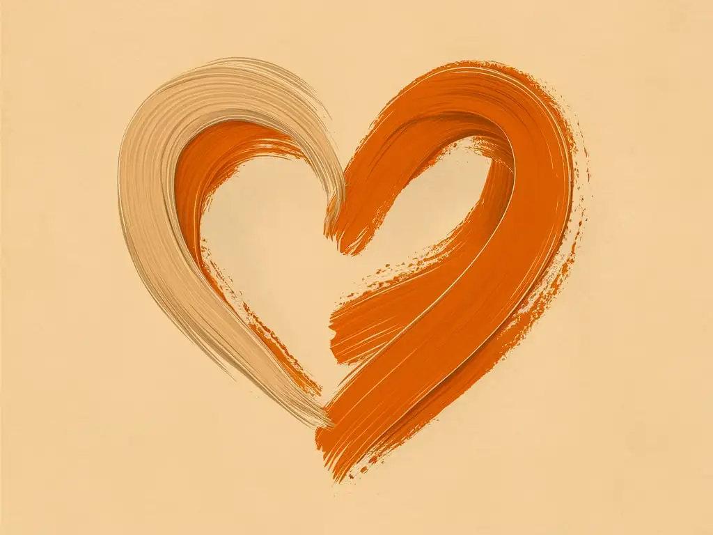 TwoTone-Heart-Drawing-in-Beige-and-Orange