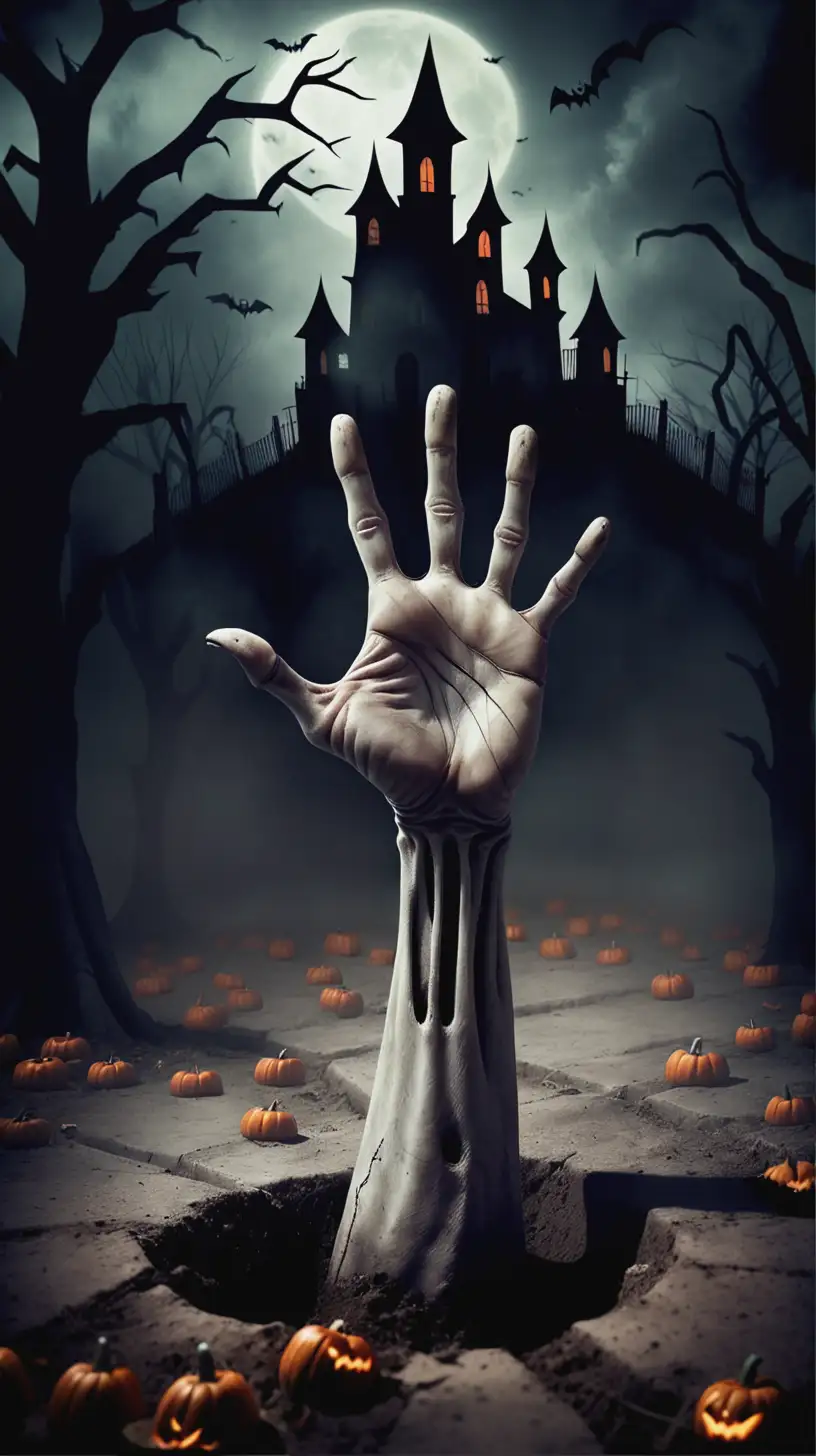 Creepy Hand Emerging from the Ground for Halloween