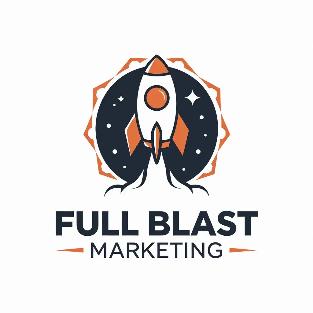 LOGO Design for Full Blast Marketing Rocket Symbol with Modern Technology Industry Theme