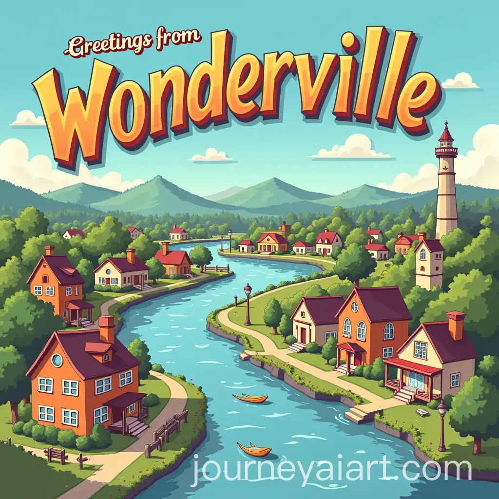 Greetings-from-Wonderville-Postcard-Vector-Image