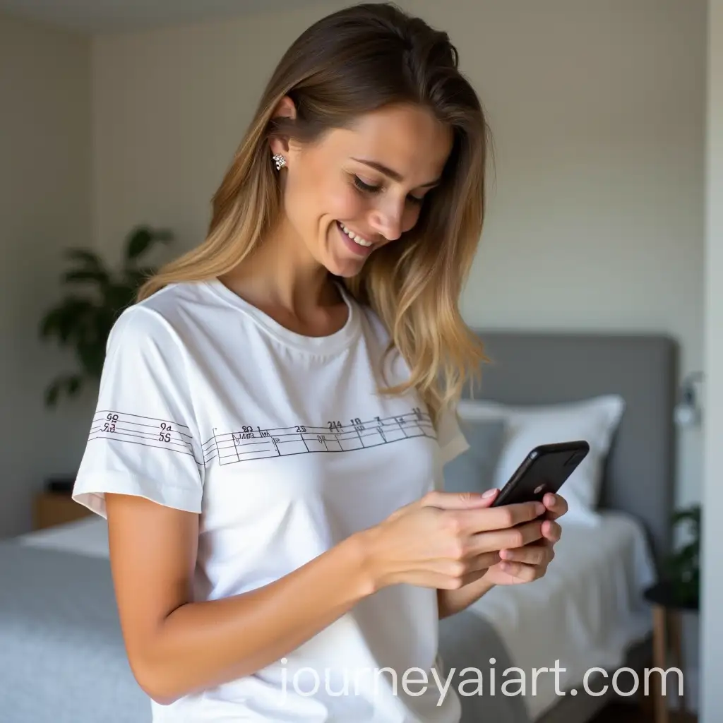 Young-Woman-Using-Smart-Measurement-TShirt-and-App-for-Perfect-Fit