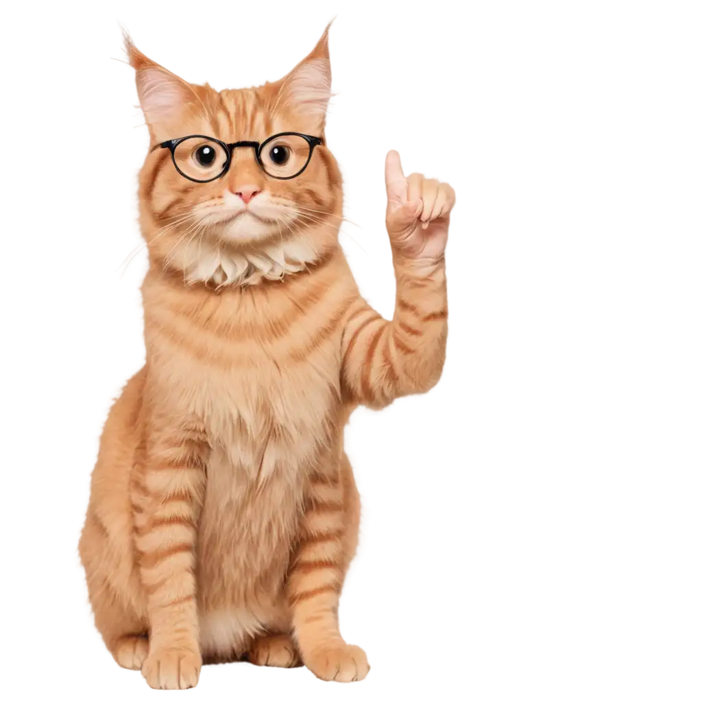 Cat-Wearing-Glasses-and-Making-the-Letter-L-Sign-PNG-Image