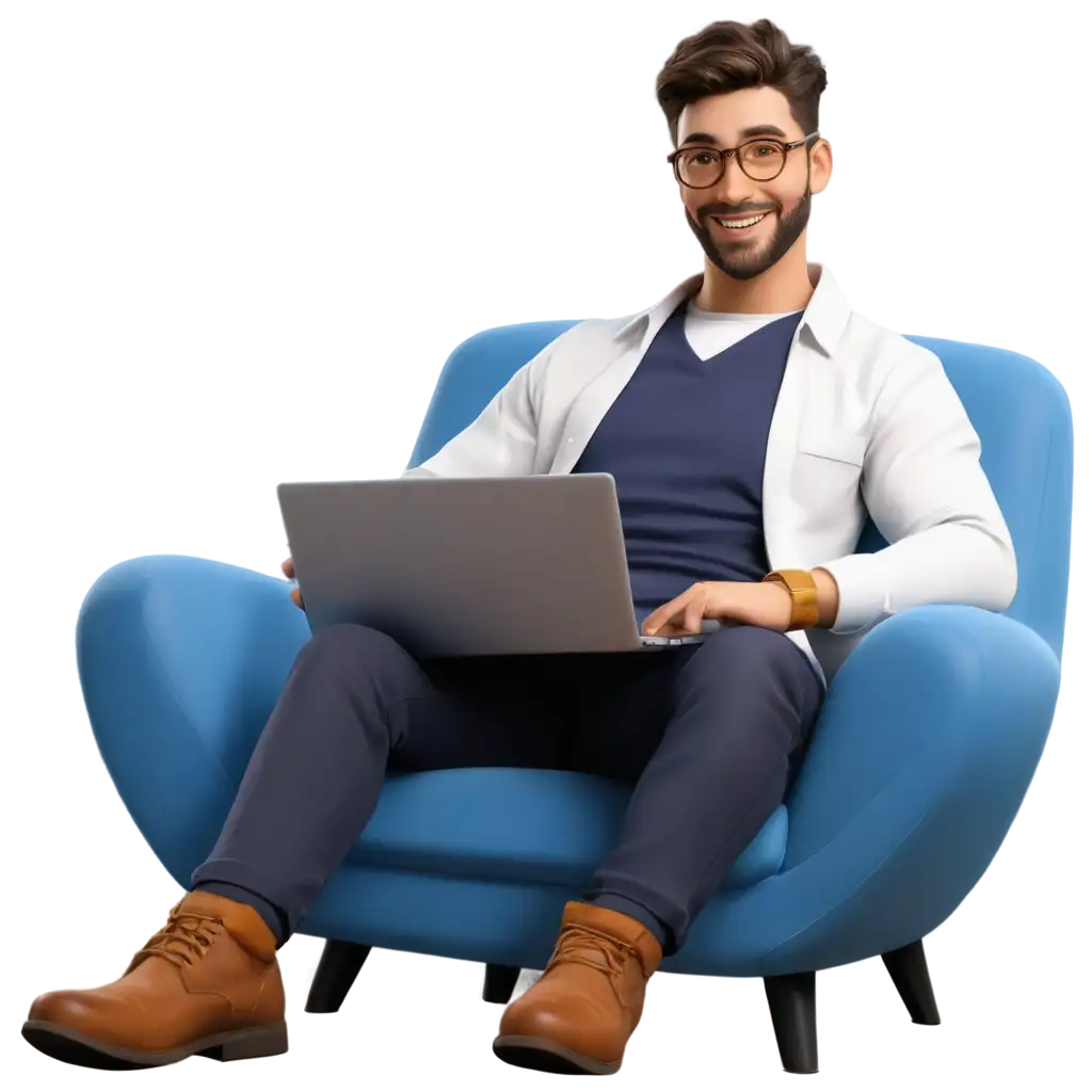 Young-Man-with-Glasses-and-Beard-Working-on-Laptop-PNG-Image-Ideal-for-Social-Media-and-Tech-Themes