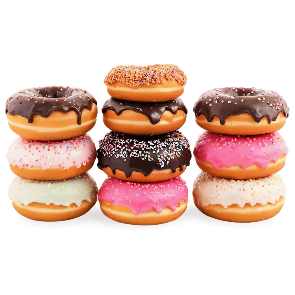 Delicious-Stacked-Donuts-in-Various-Flavors-PNG-for-Food-Design-Projects