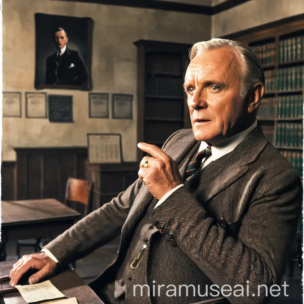 1920s Classroom Scene with Anthony Hopkins in Vintage Attire