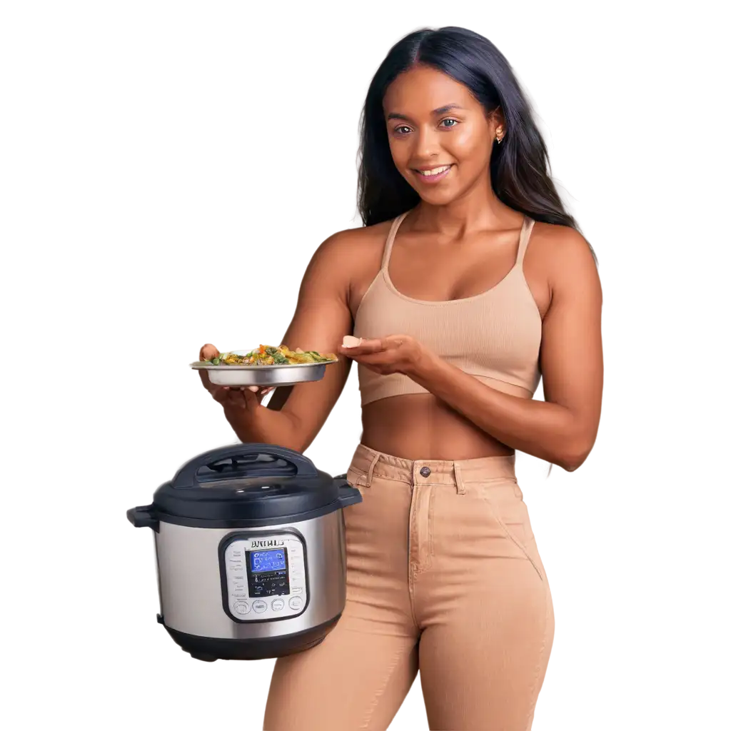 PNG-Image-of-a-Black-Woman-Using-an-Instant-Pot-Enhance-Your-Culinary-Blog-and-Recipes