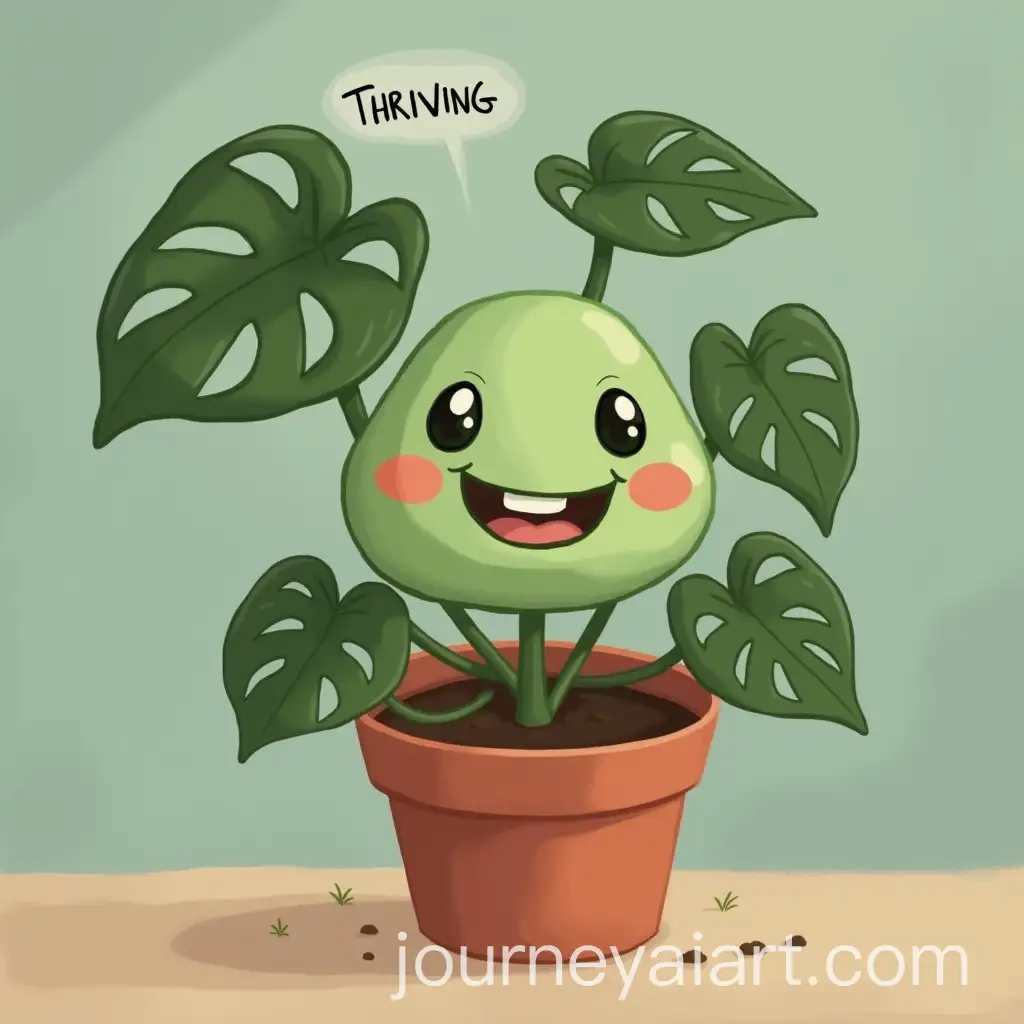 Potted-Monstera-Plant-with-a-Happy-Face-and-Thriving-Message