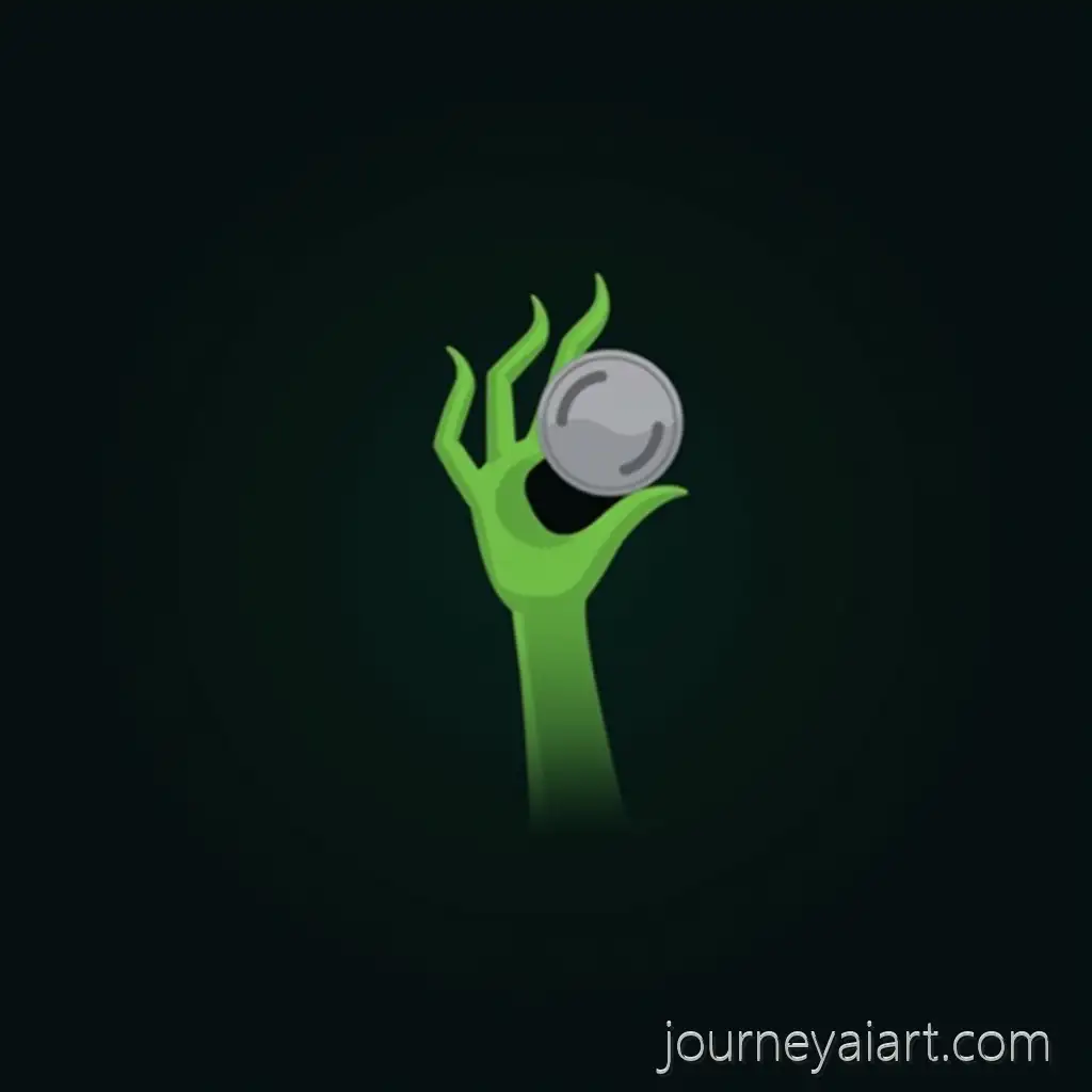 Minimalist-Alien-Hand-Holding-SilverAlien-hand-with-coin-Coin-in-HighTech-Style