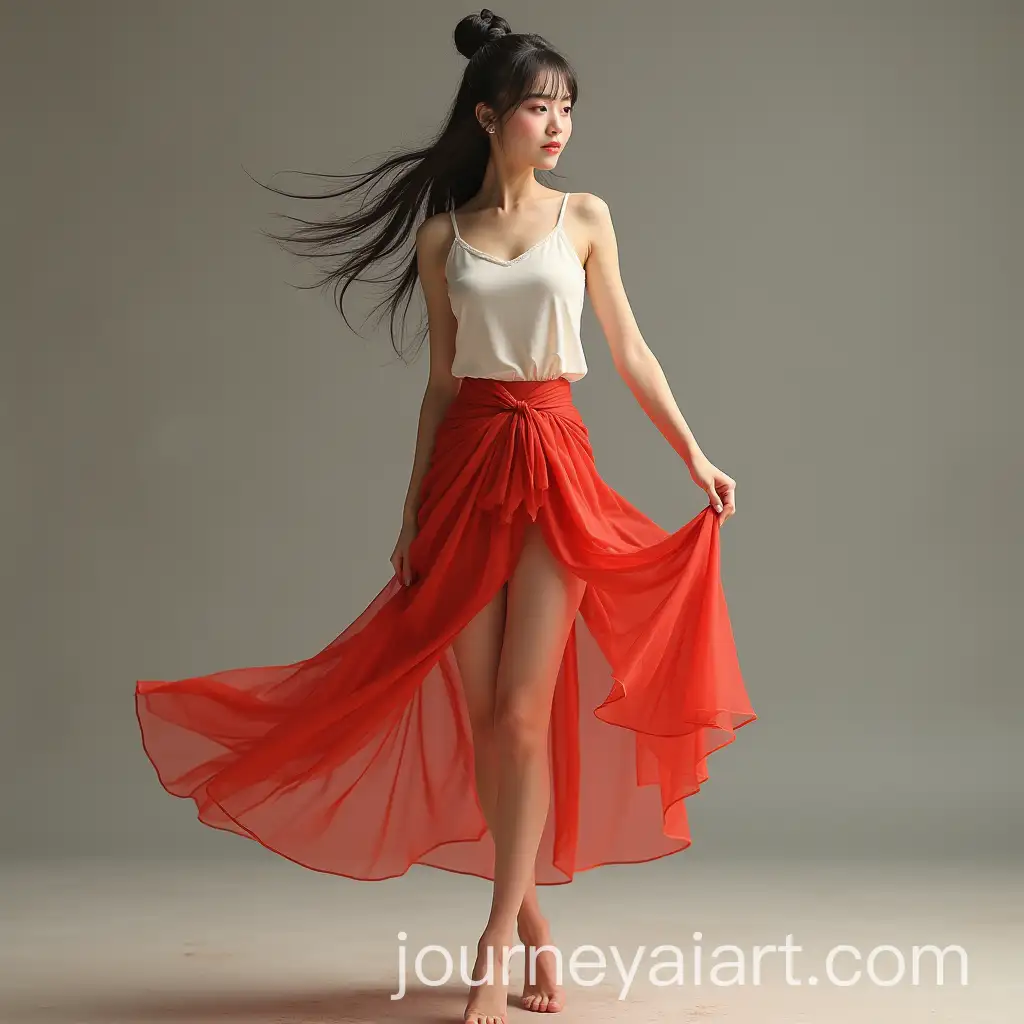 Portrait-of-an-Asian-Girl-in-a-Skirt-with-Beautiful-Curves