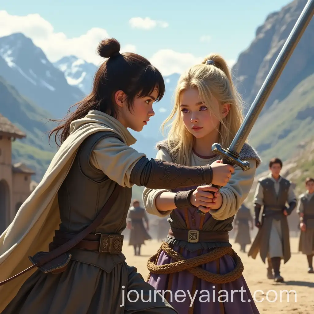 High-Fantasy-Teenage-Warriors-Sparring-in-Warrior-City