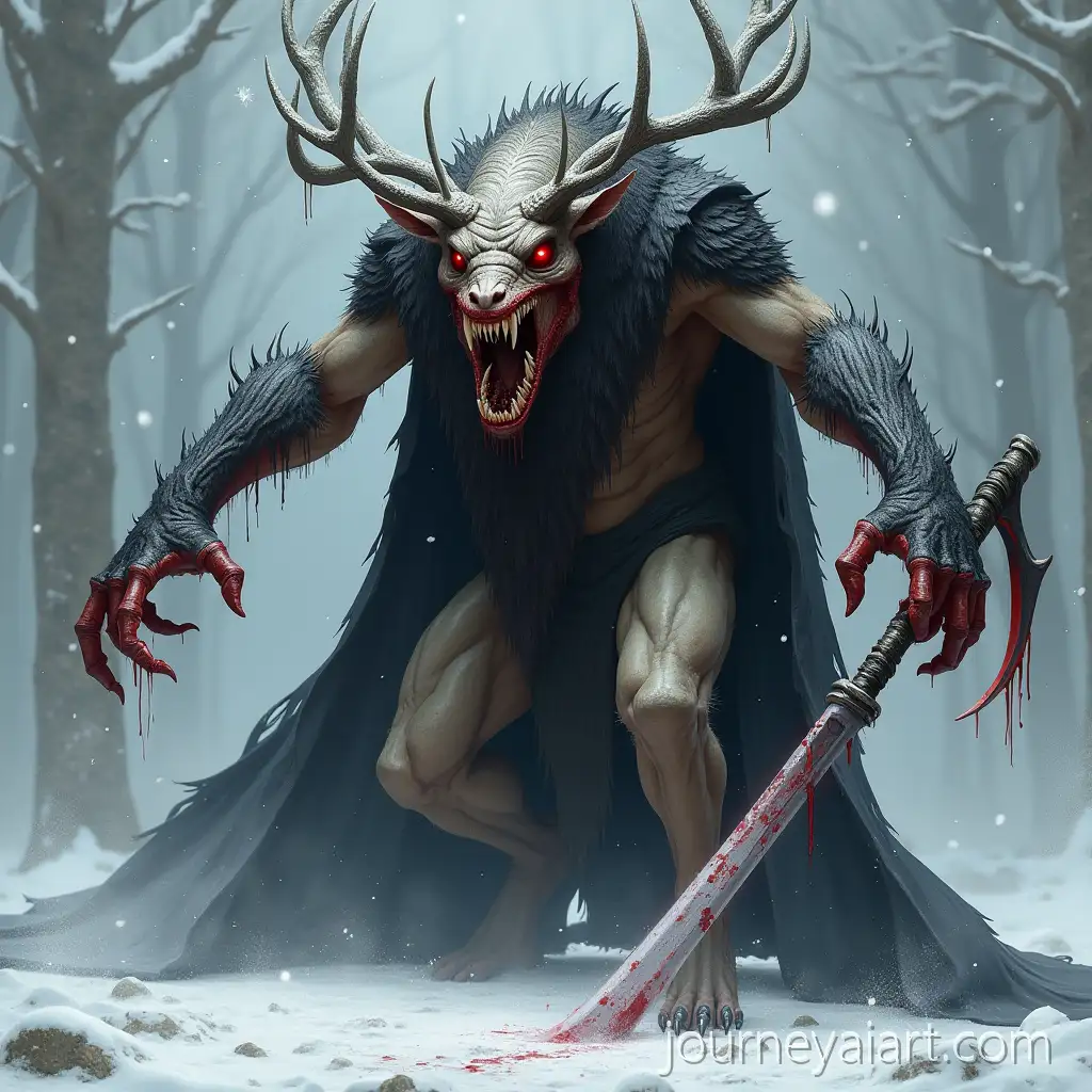 Monster-with-OAI-Art-Prompt-Expansionozing-Black-Disease-RazorSharp-Teeth-Silver-Antlers-and-Lethal-Scythe