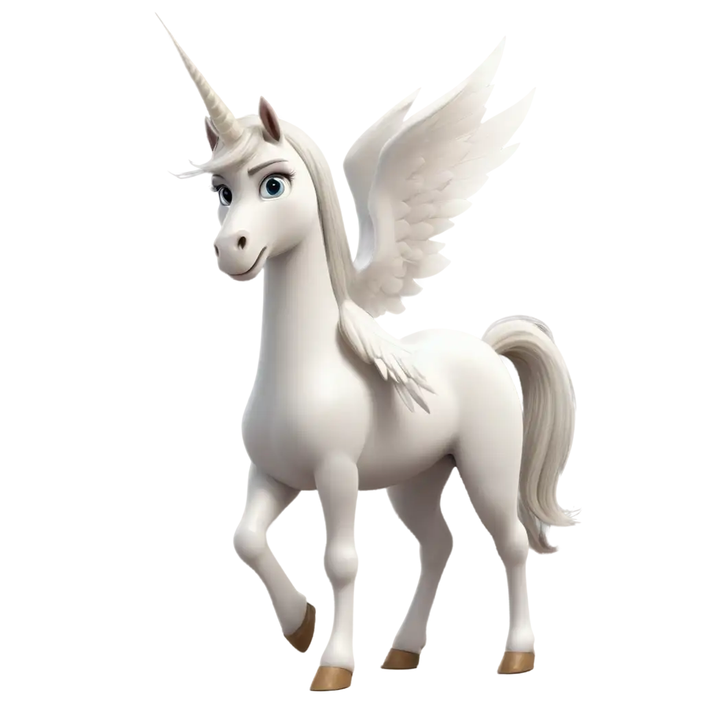 High-Definition-3D-Disney-Style-White-Unicorn-with-Wings-PNG-for-Enhanced-Clarity