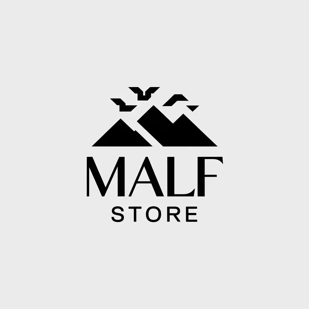 LOGO Design for MALF STORE Minimalistic Mountain and Birds Theme for the Legal Industry