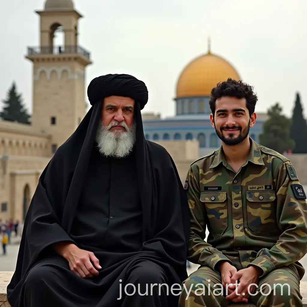 Hassan-Nasrallah-and-Son-Hadi-Nasrallah-in-Front-of-the-Dome-of-Rock-in-Palestine
