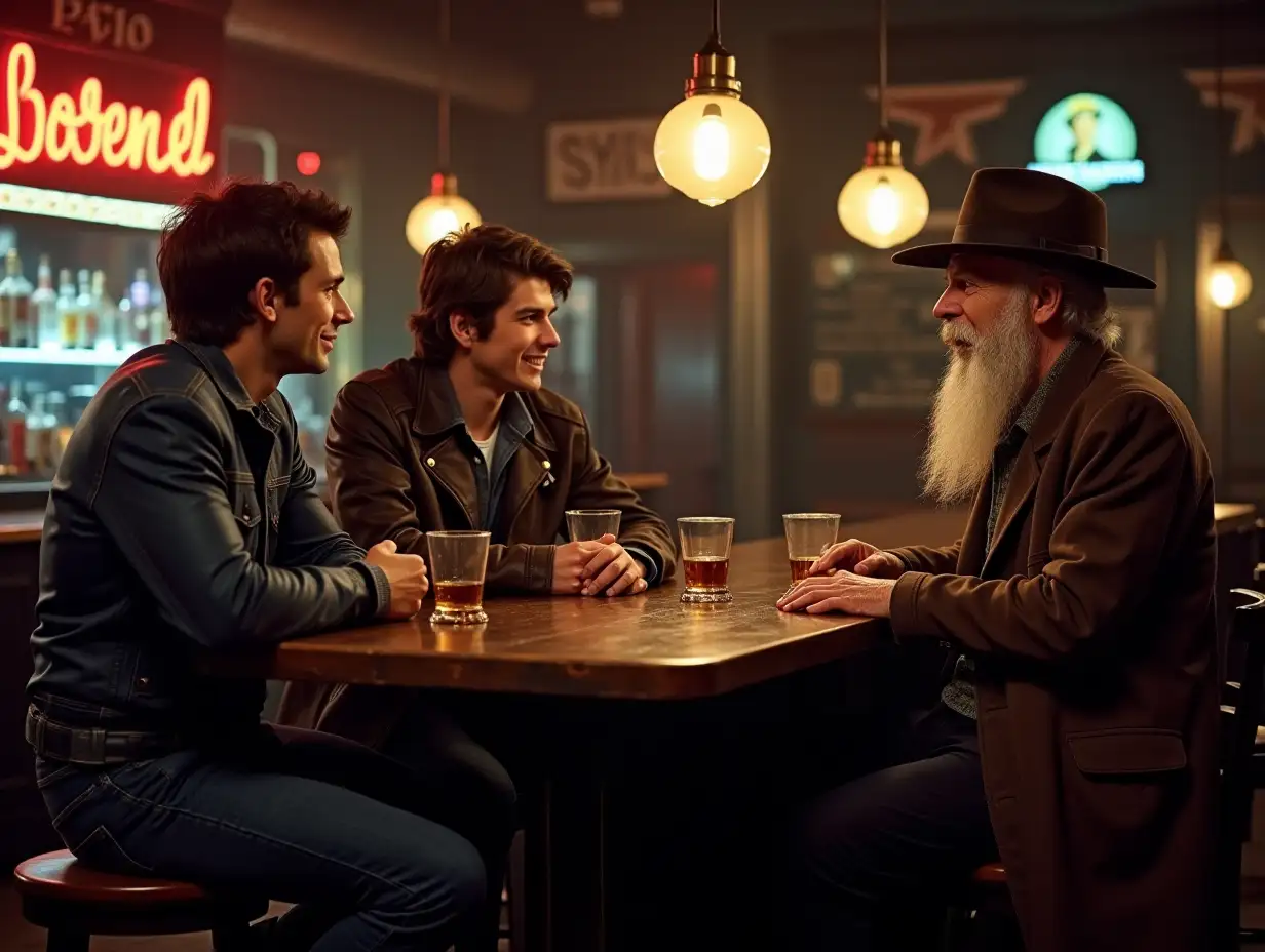 Three-Young-Men-and-an-Elderly-Stranger-at-a-New-Orleans-Bar-in-the-1960s