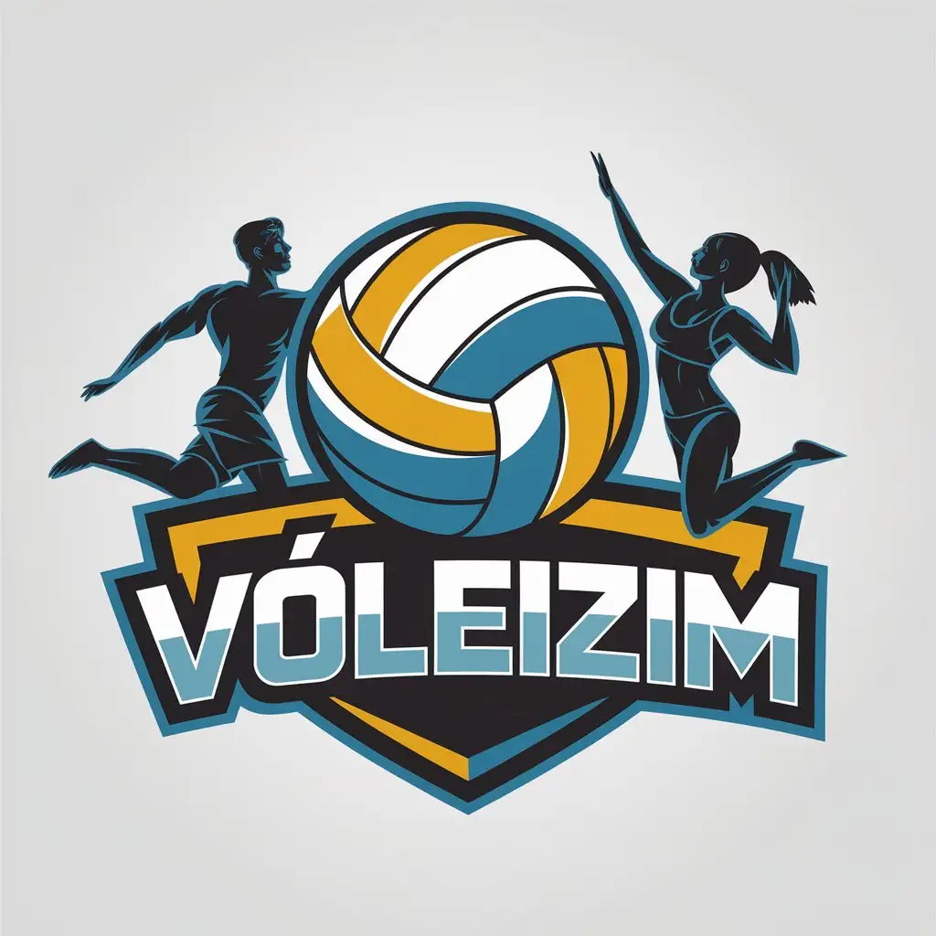 LOGO Design For Vleizim Beach Volleyball Players in Action on Light Background