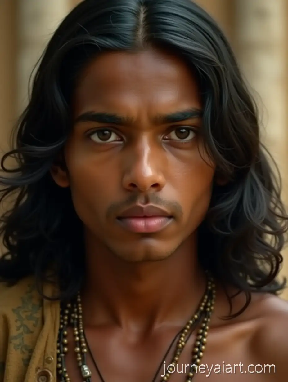 CloseUp-Portrait-of-a-Young-Ancient-Indian-KingYoung-ancient-Indian-king-with-Calm-Dignity
