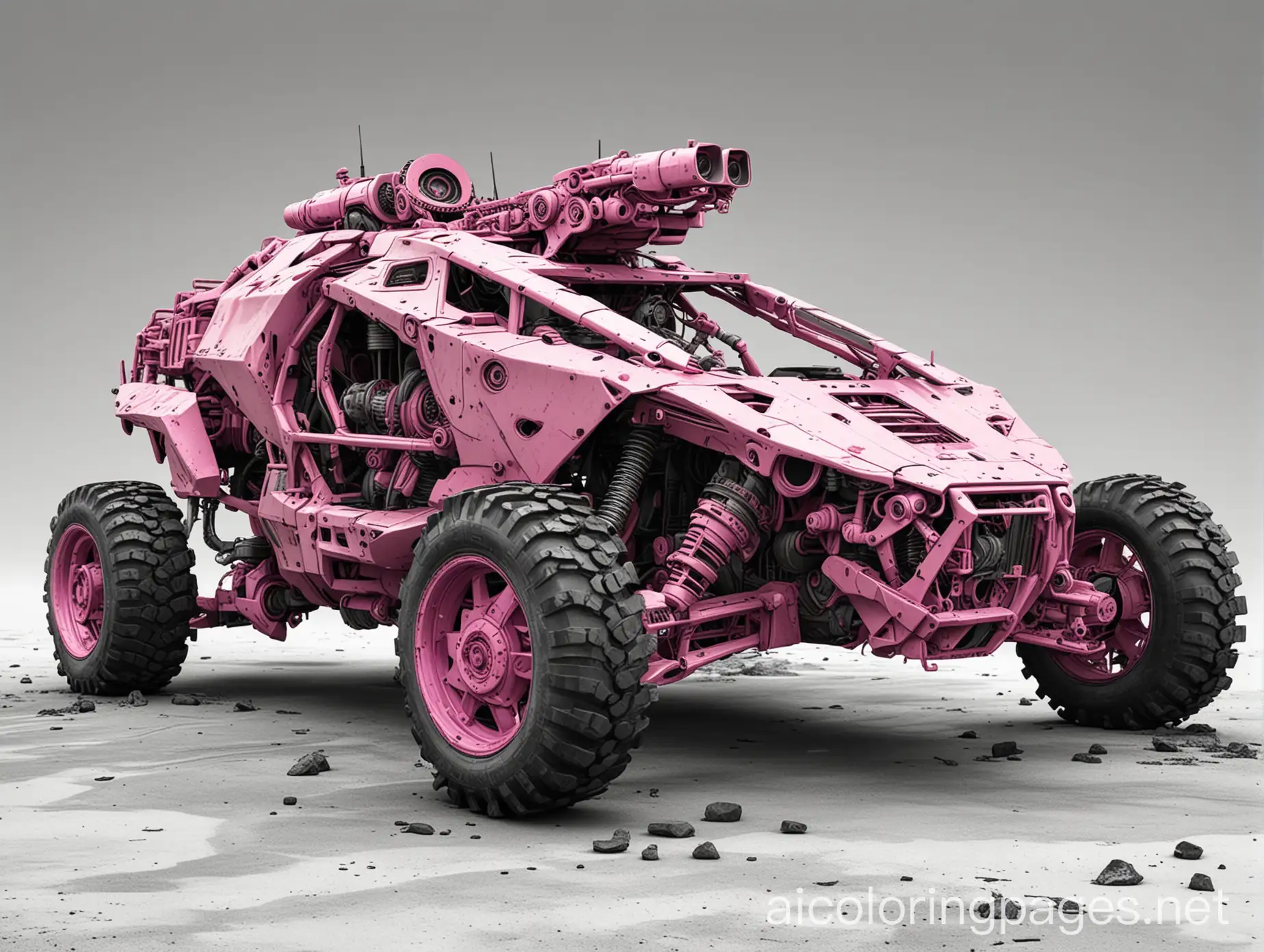 Highly-Realistic-Pink-Post-Apocalyptic-Mech-Skeleton-Amphibious-Vehicle