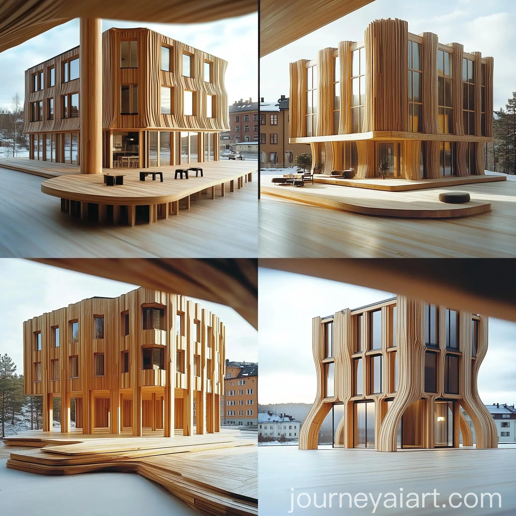 Innovative-Architecture-Glued-Laminated-Timber-Structure-in-Swedish-Woodland