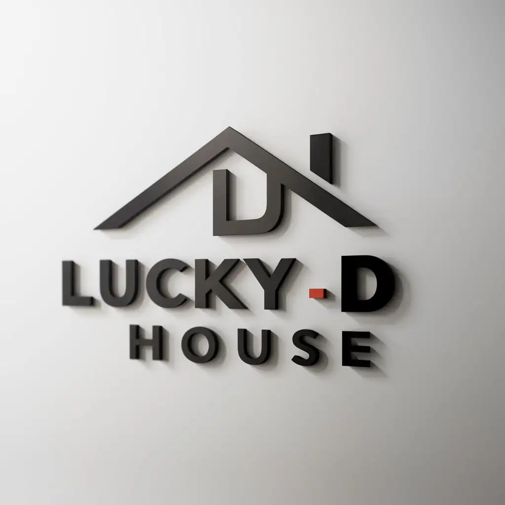 LOGO-Design-For-Lucky-D-House-Simple-House-Icon-on-Clear-Background