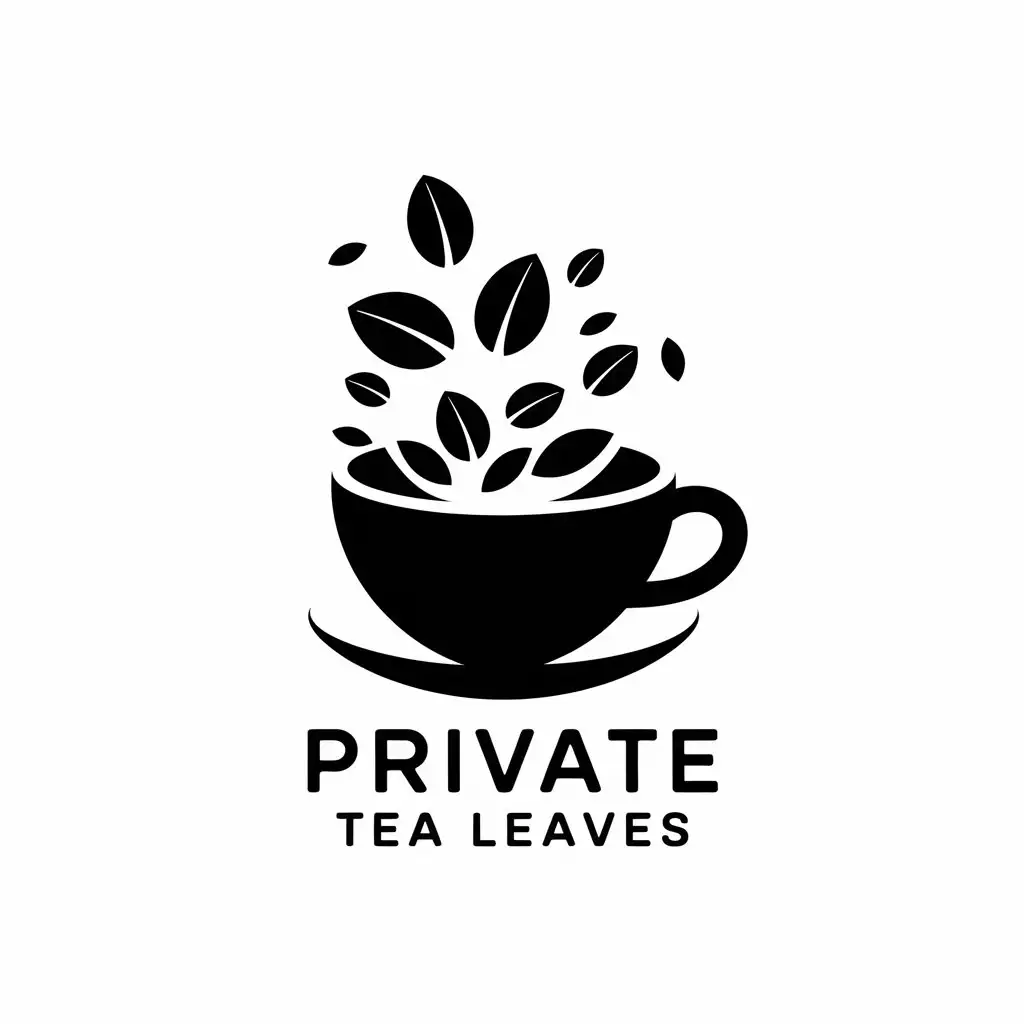 a vector logo design,with the text "private tea leaves", main symbol:Teacup, mist,Moderate,be used in tealeaves industry,clear background