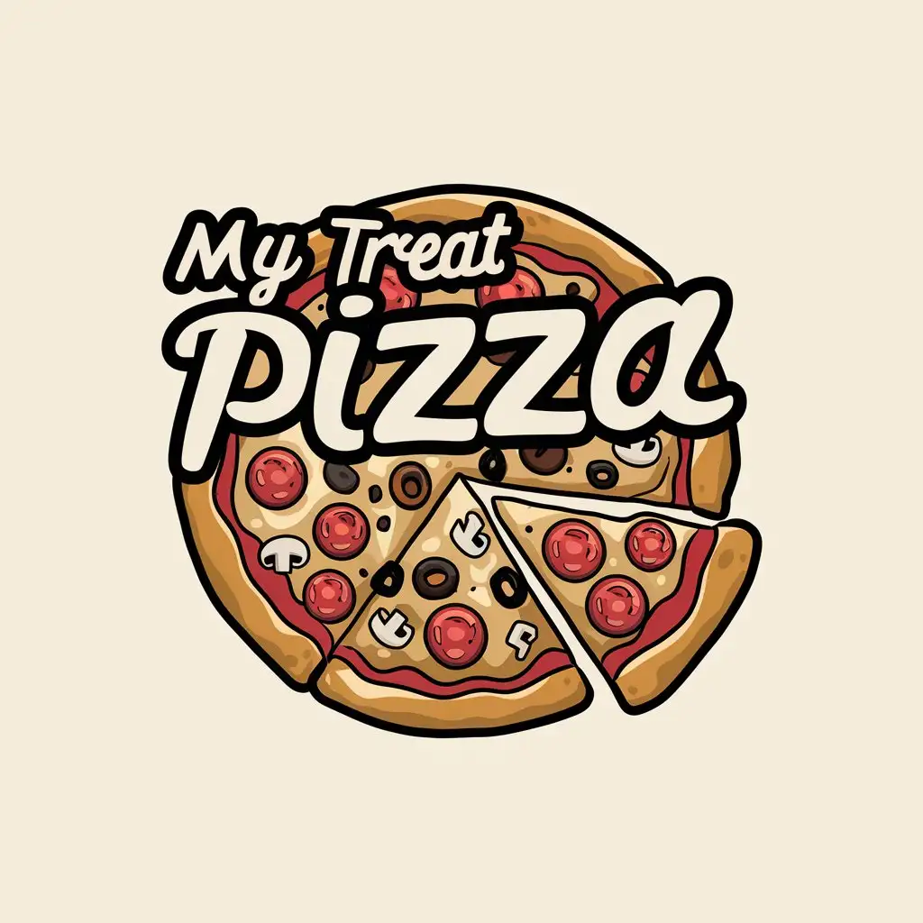 LOGO Design for My Treat Pizza Bold Typography Pizza Slice Symbol and Clear Background