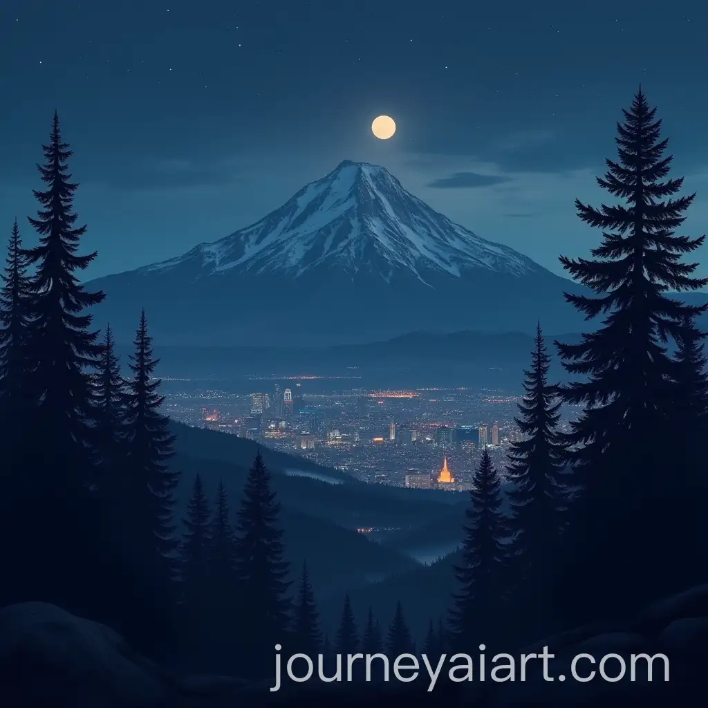 Cityscape-at-Night-in-a-Montana-Forest