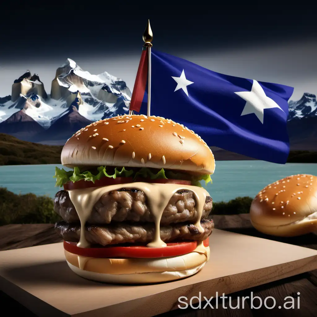 Realistic-Chilean-Hamburger-Brand-with-Southern-Cross-and-Torres-del-Paine