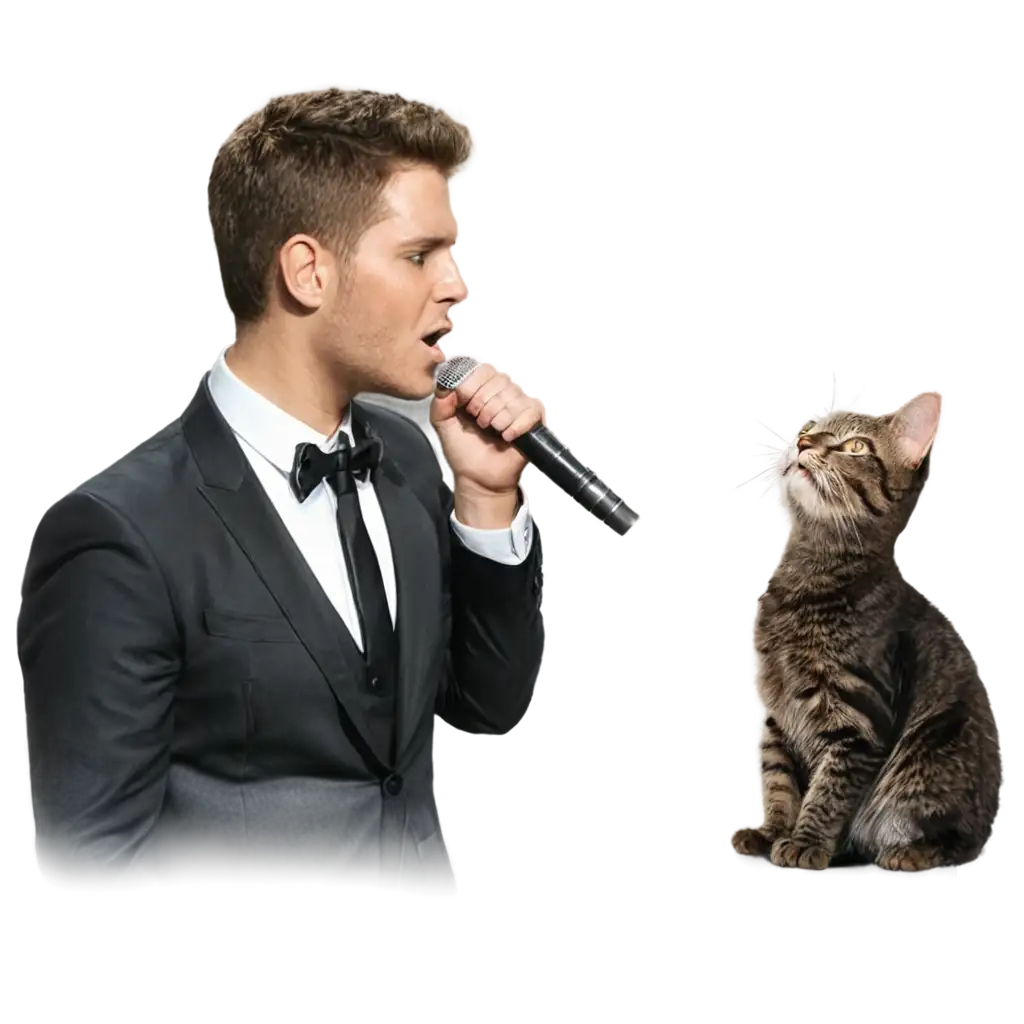 cat singing with michael buble