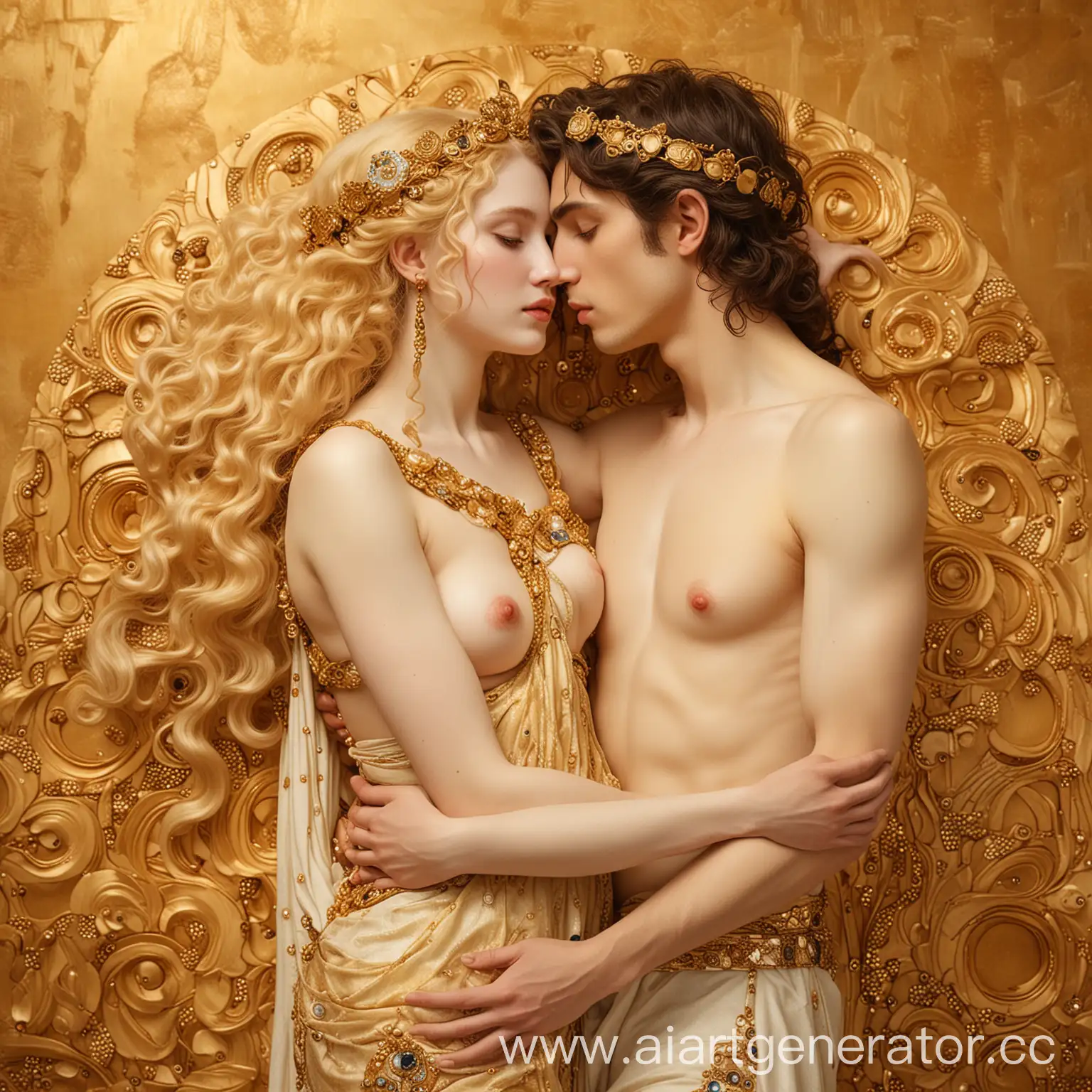 Golden-Embrace-of-Venus-and-David-Inspired-by-Gustav-Klimt