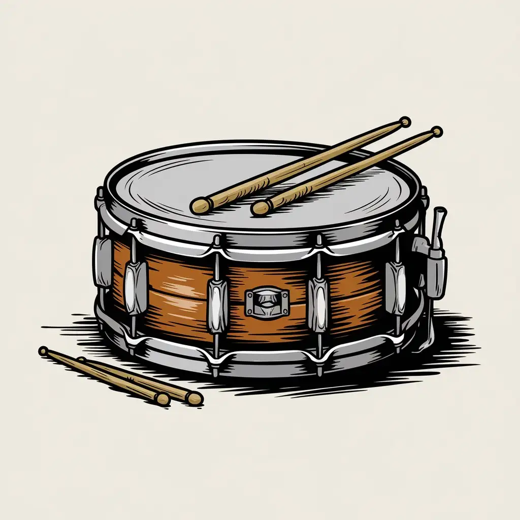 HandDrawn Snare Drum on Transparent Background