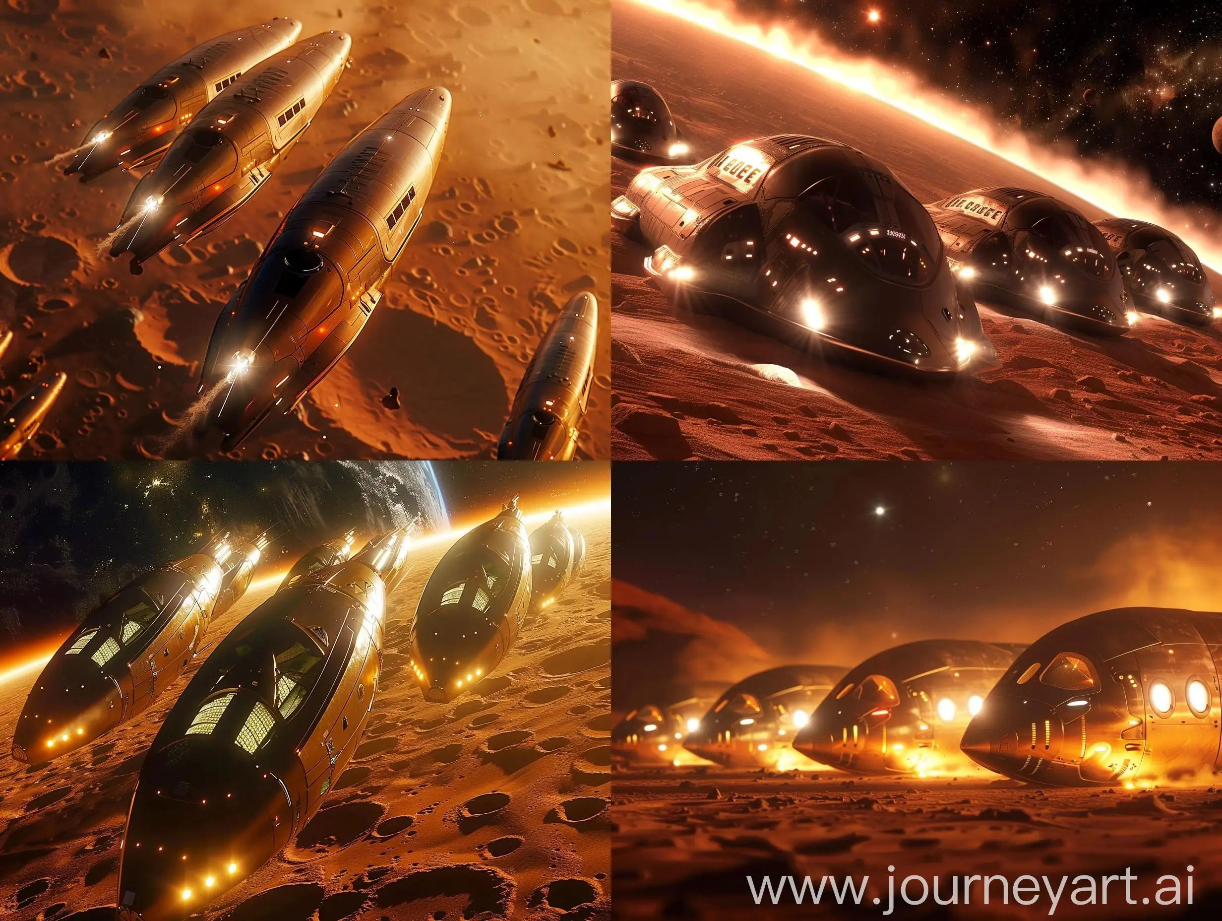 Futuristic-SunPowered-Spaceships-Landing-on-Mars