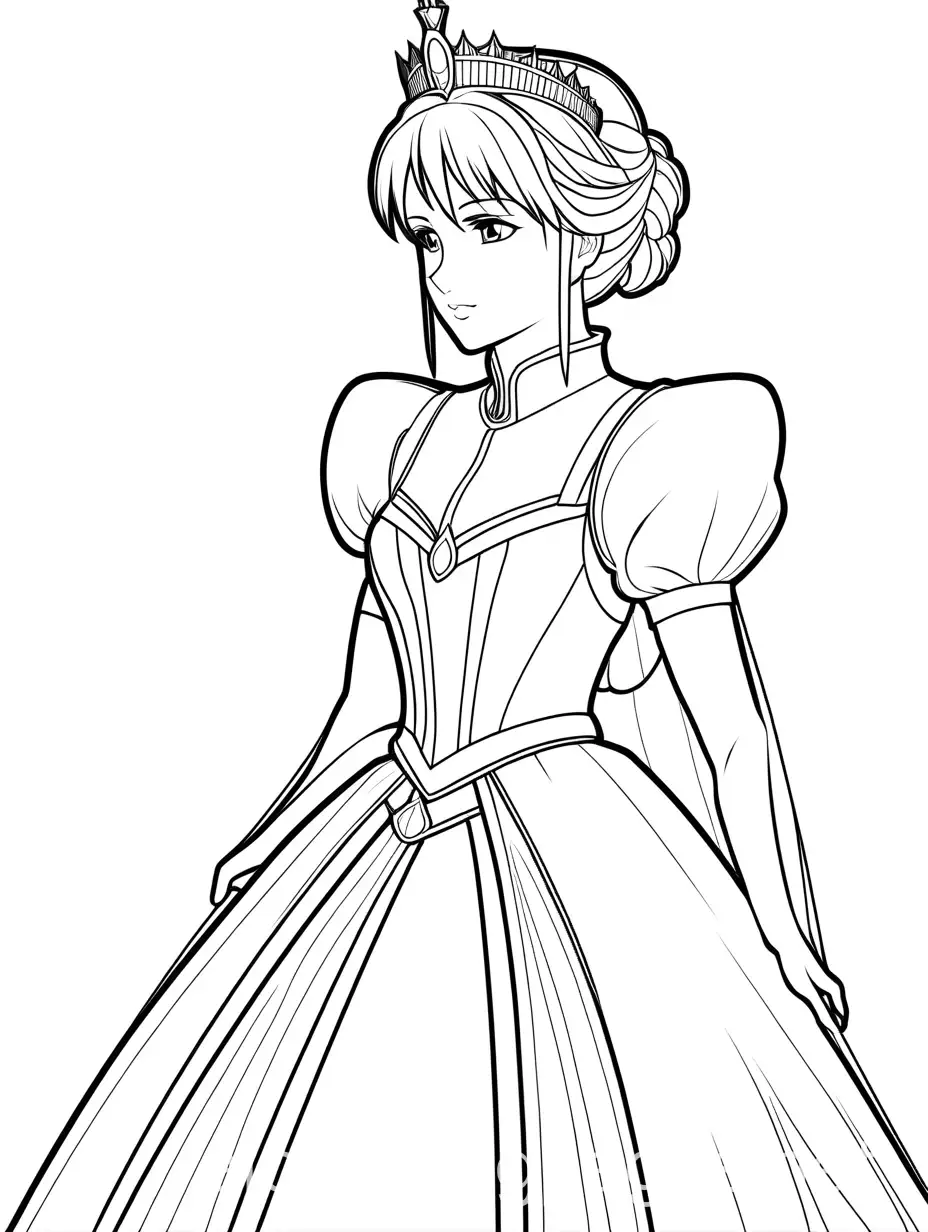 Saber-in-Princess-Costume-Elegant-Line-Art-Coloring-Page