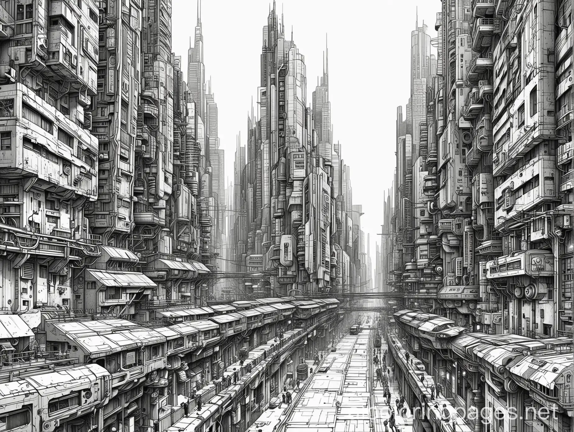 Simplicity-in-Large-Cyberpunk-City-Coloring-Page