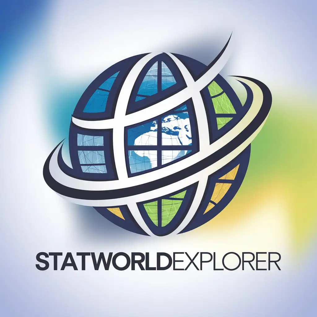 LOGO Design for StatWorldExplorer Internet Industry Icon with Globe Symbol and Colorful Digital Background