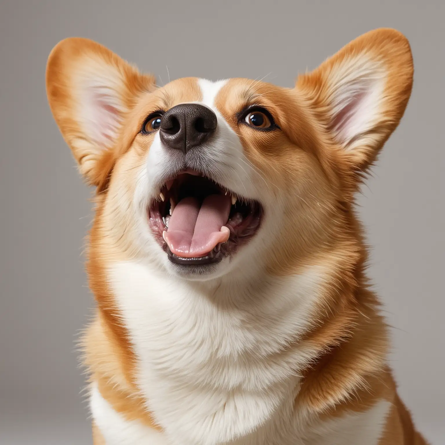 Happy Corgi Dog with Open Mouth on Light Background