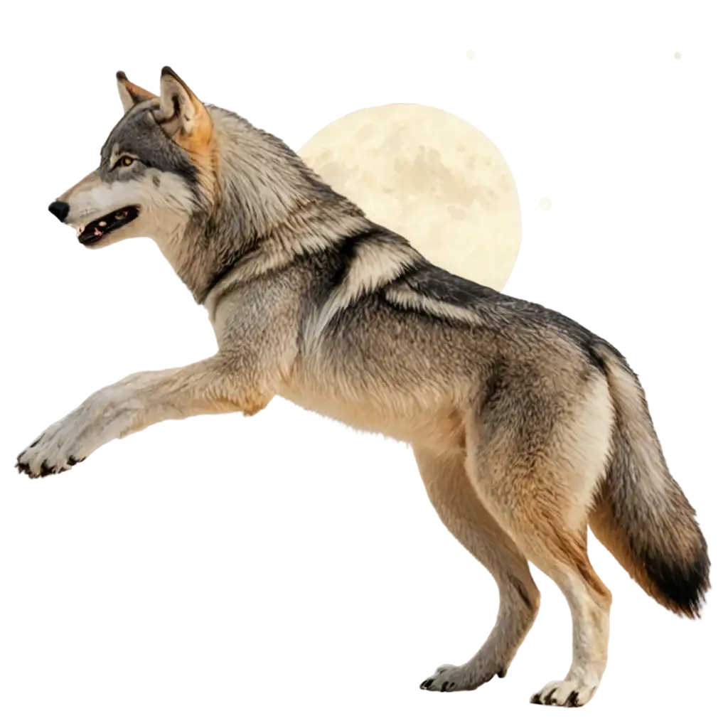 Grey-Wolf-Barking-to-Moon-PNG-Icon-Captivating-Wildlife-Symbol