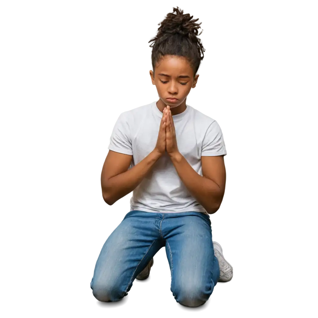 Emotional-PNG-Image-of-a-Black-Teenage-Boy-Kneeling-in-Prayer-with-Tears