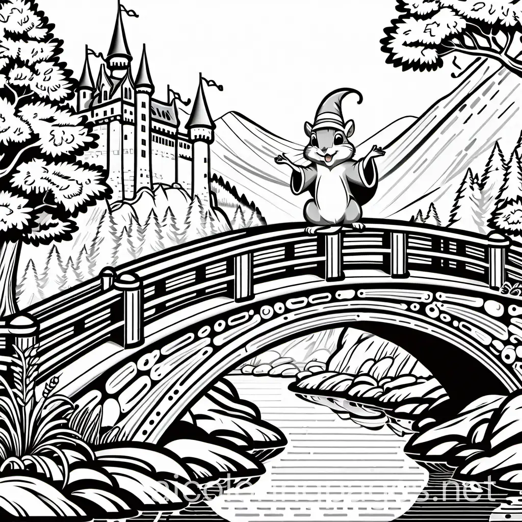 Chipmunk-Wizard-Casting-Spell-on-Bridge-with-Castle-Background