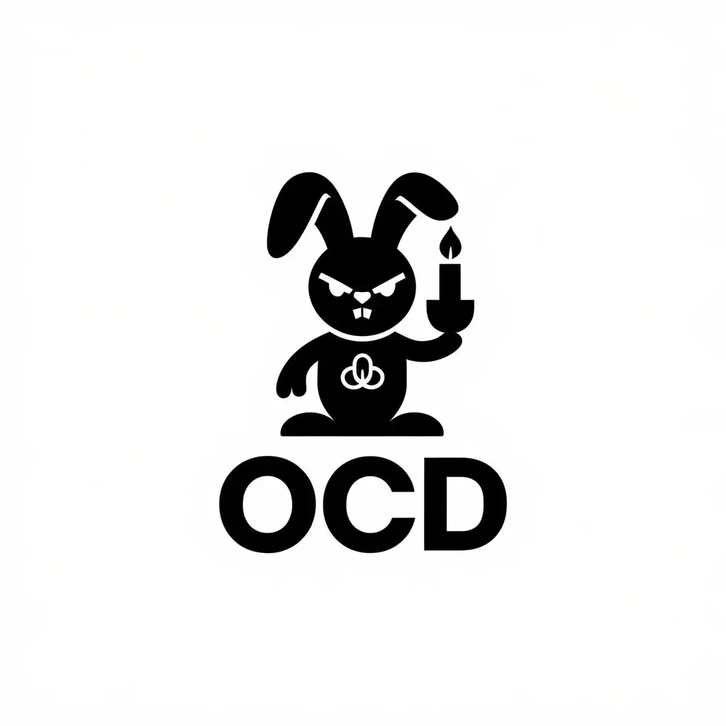 a vector logo design,with the text "OCD", main symbol:create a mascot that is edgy meets luxury for a candle company called "OCD", For example, Psycho Bunny meets Polo Ralph Lauren Purple Label, white background,Moderate,clear background