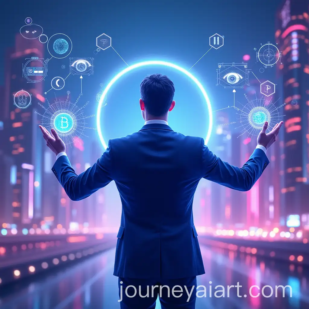 Futuristic-OptTitre-et-expansion-IAician-Interacting-with-Holographic-Visual-Interfaces-in-a-HighTech-City